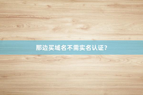 那边买域名不需实名认证？