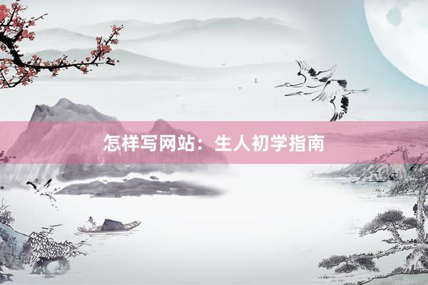 怎样写网站：生人初学指南