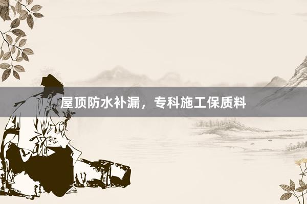 屋顶防水补漏，专科施工保质料