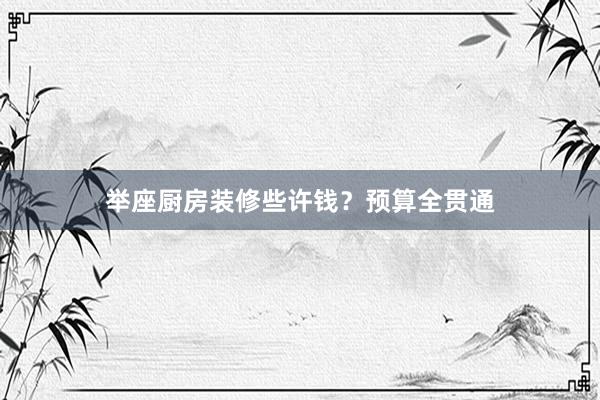 举座厨房装修些许钱？预算全贯通